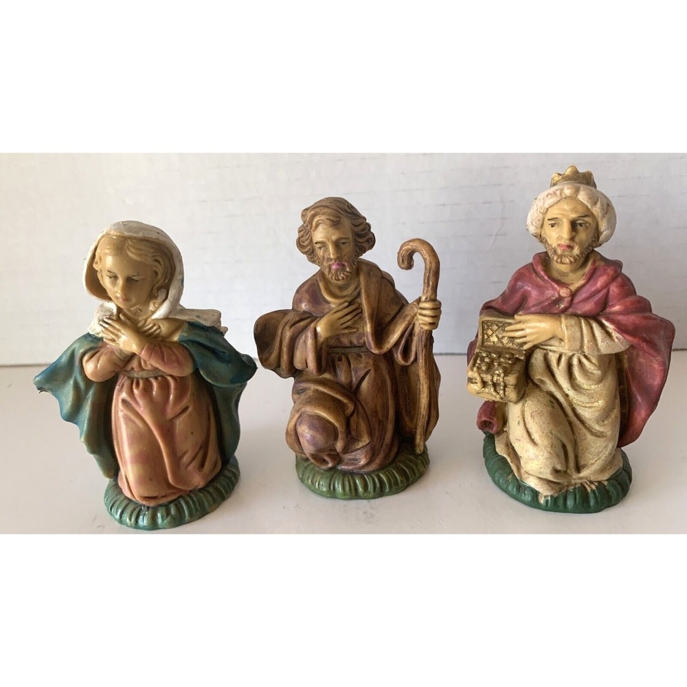 Vtg Nativity Replacement Figures LOT of 3 Italy Mary Joseph Wise Man 79 81 84